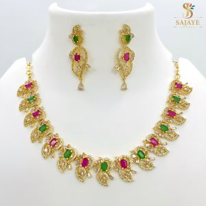 Beautiful CZ Necklace Set 1231117