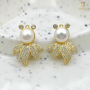 CZ Lotus Flower Earrings 1231246