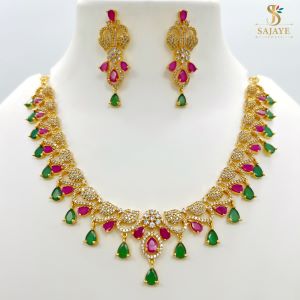 CZ Ruby Emerald Necklace 1231176